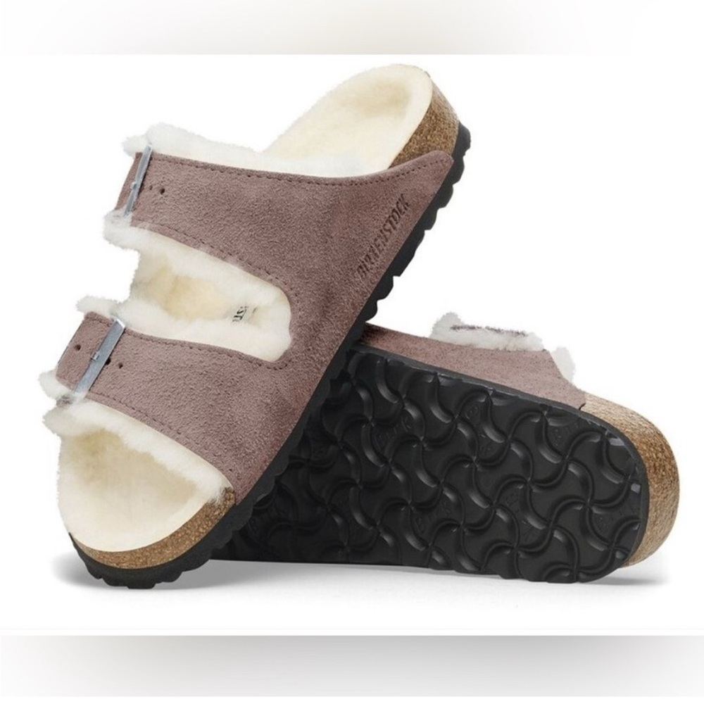 Birkenstock Arizona Shearling Faded Purple Sandals